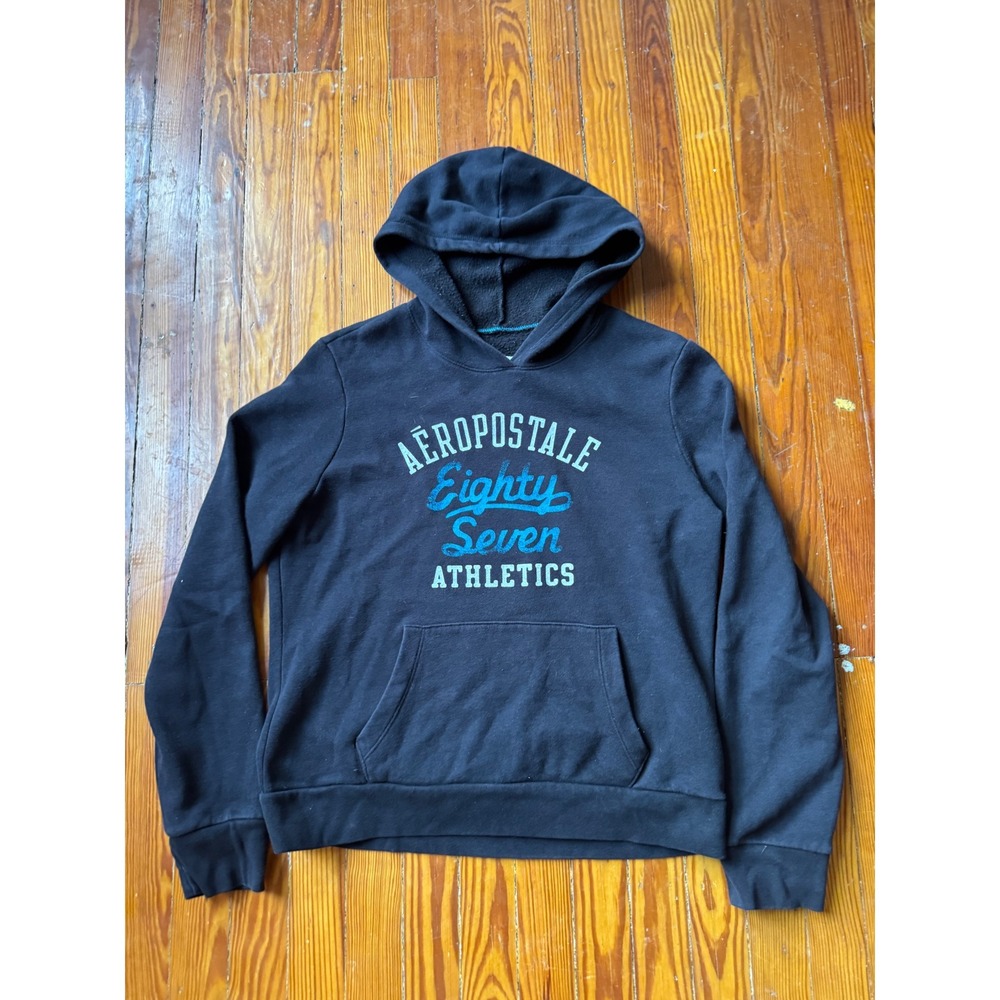 Aeropostale Eighty Seven Athletics Hoodie Black Graphic Pullover XXL TTG
